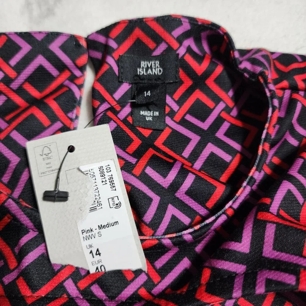 River‎ Island Cutout Geometric Shift Mini Dress - Size 14 - Picture 2 of 5